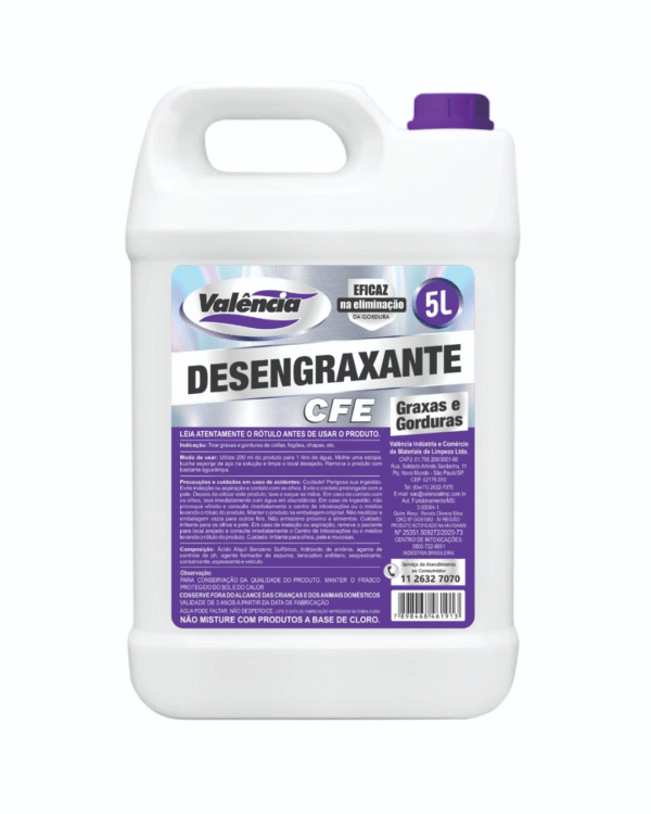 DESENGRAXANTE CFE P/DESENGORDURAR – 5L – VALÊNCIA