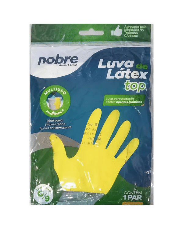 LUVA DE BORRACHA/LATEX TOP "G" AMARELA CA 41506 - NOBRE